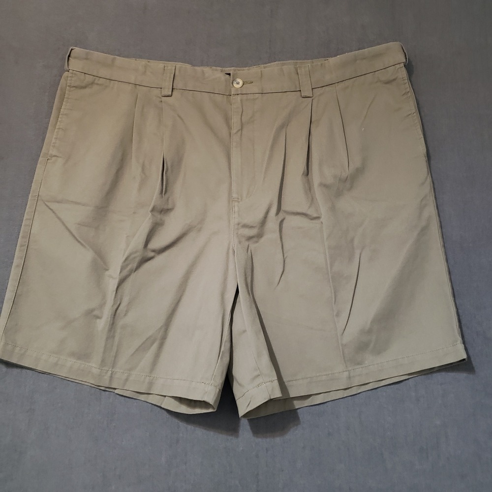 Harbor Bay Pleated Shorts Mens 50 Olive Green‎ Cotton